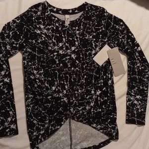 🔥 NWT NORDSTROM ZELLA GIRL HIGH LOW COTTON FASHION BLACK TOP SZ SMALL 7/8
